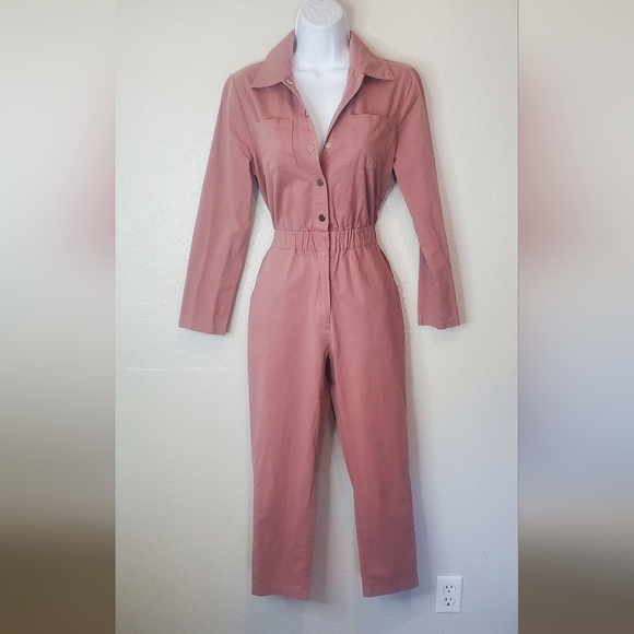 Nasty Gal Mauve Pink Boiler Suit Jumpsuit Utility  Coveralls Boilersuit Size 2 - Picture 5 of 9